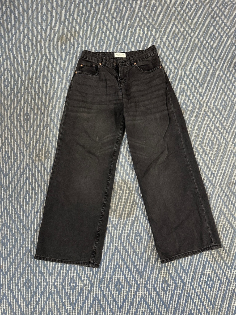 Motel Rocks Black Extra Low Loose Jeans